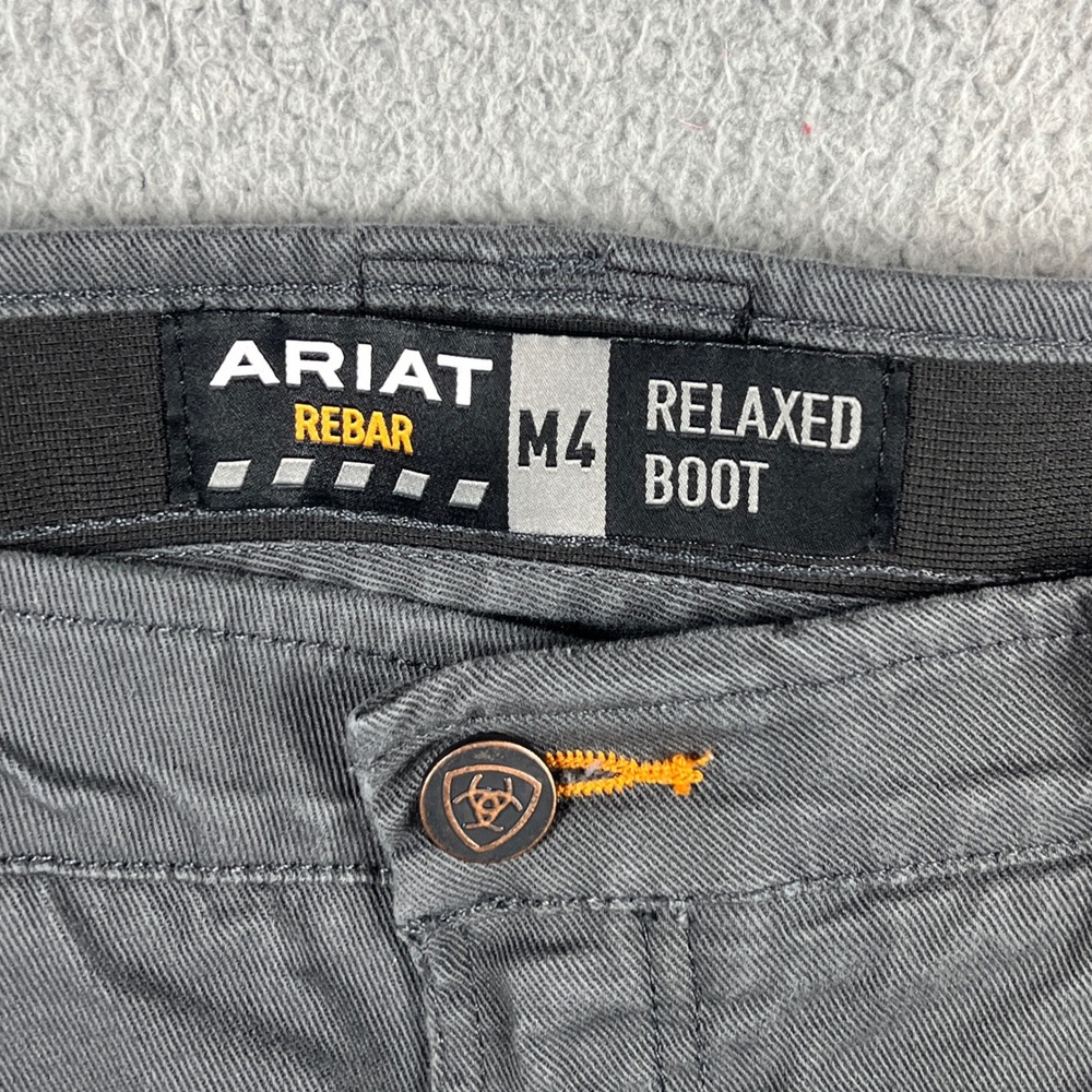 Ariat Rebar M4 Relaxed Boot Cut Twill Grey Work Pants Mens36x30 (meas. 38x30) - Picture 7 of 13